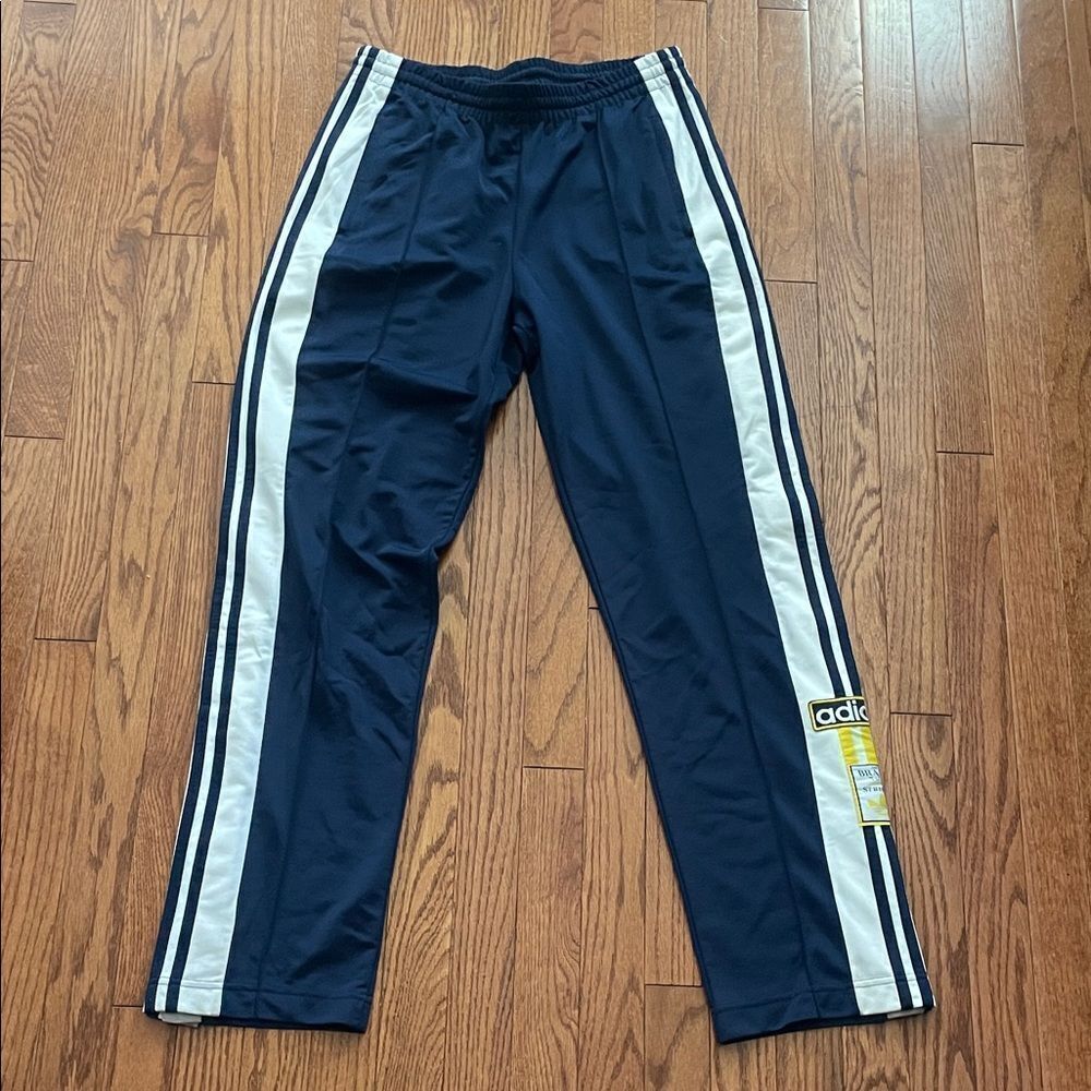 Adidas Navy Blue with White Stripes Track Tear-away Pants Men’s Sz Small